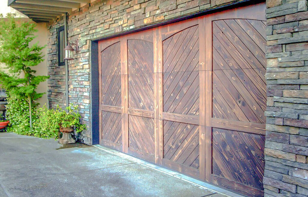 Herringbone Custom Wood Garage Door